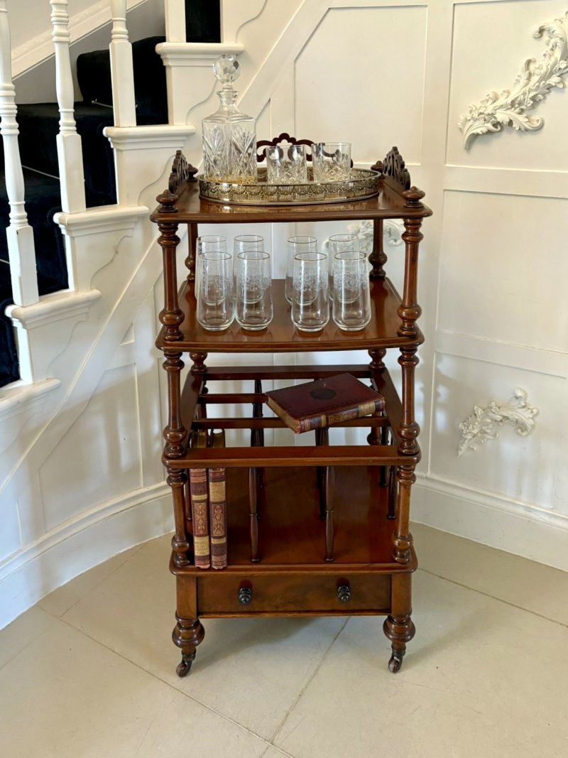 Antique Victorian Quality Mahogany Free Standing Canterbury Whatnot - Image 4